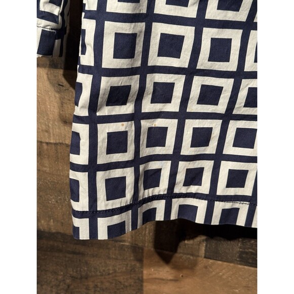 TALBOTS PET NAVY BLUE WHITE GEOMETRICAL SQUARE ART RAIN JACKET COAT TOP 8P $139 - Picture 5 of 9